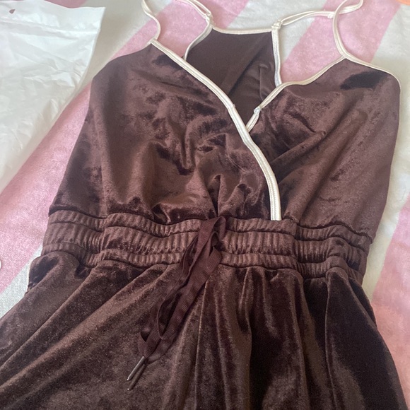 NWT sz S dark brown disco romper - Picture 4 of 5